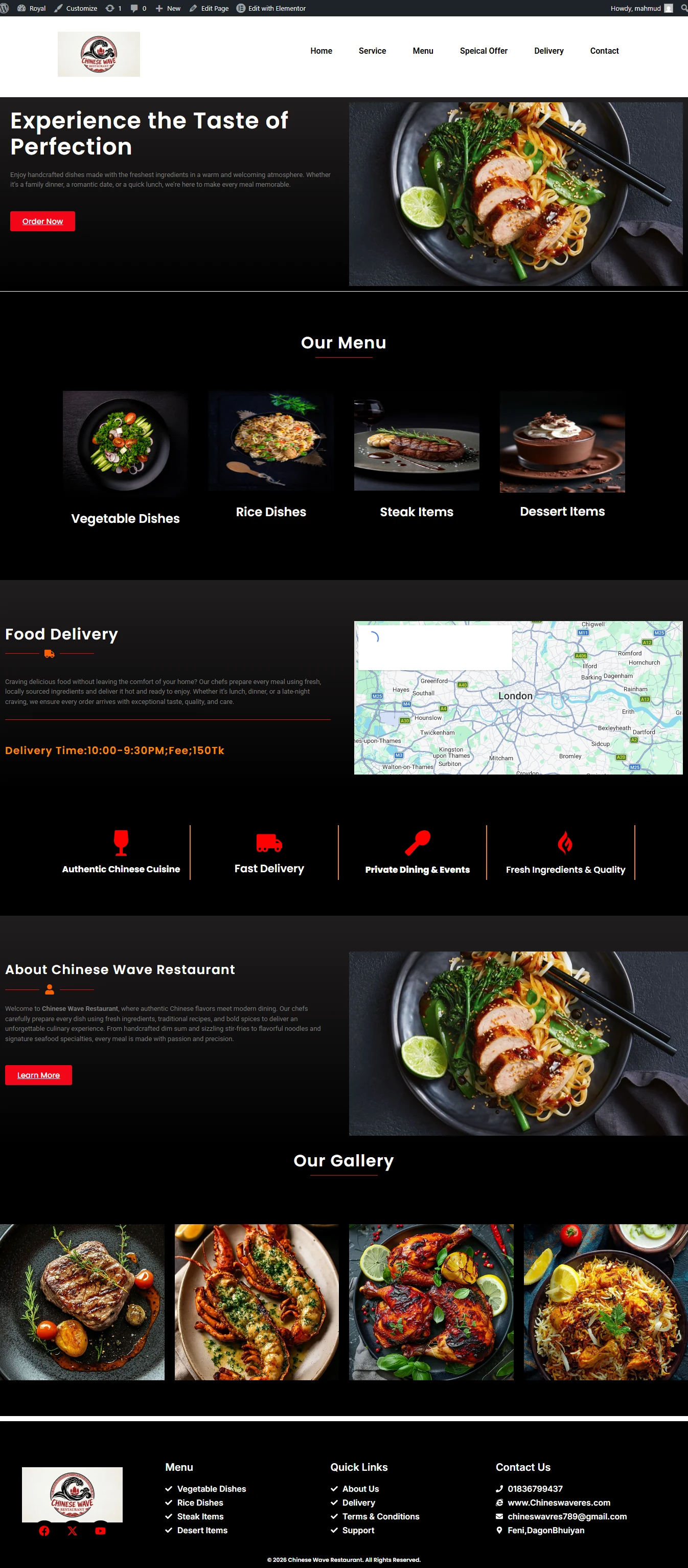 Chinese Wave Restaurant website preview